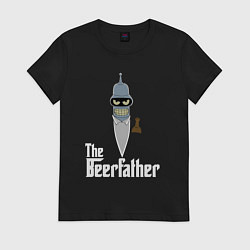 Футболка хлопковая женская The beerfather, цвет: черный