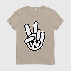 Футболка хлопковая женская Volkswagen peace, цвет: миндальный