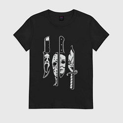 Футболка хлопковая женская Horror killers, цвет: черный