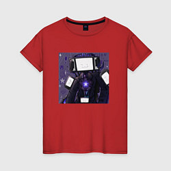 Футболка хлопковая женская Funny Titan TV Man, цвет: красный
