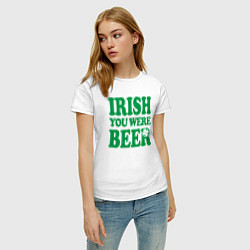 Футболка хлопковая женская Irish you were beer, цвет: белый — фото 2