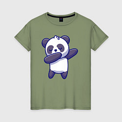 Футболка хлопковая женская Dabbing panda, цвет: авокадо