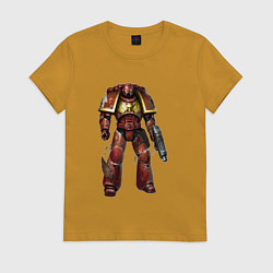 Футболка хлопковая женская Астартес кровавый ангел, цвет: горчичный