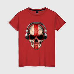Футболка хлопковая женская England music skull, цвет: красный