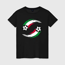 Футболка хлопковая женская Итальянские мячи, цвет: черный