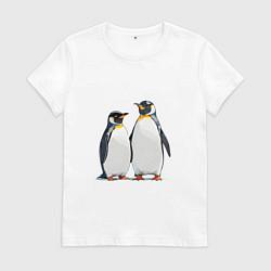 Футболка хлопковая женская Друзья-пингвины, цвет: белый