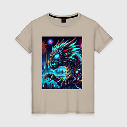 Женская футболка Cyber dragon - ai art neon