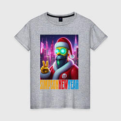 Футболка хлопковая женская Simpson new year - cyberpunk, цвет: меланж