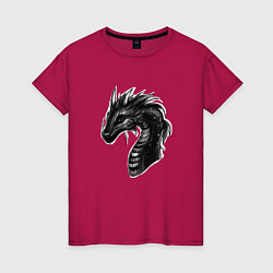 Футболка хлопковая женская Дракон арт, цвет: маджента