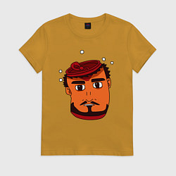 Футболка хлопковая женская Грустная банка, цвет: горчичный