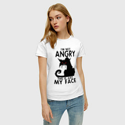 Футболка хлопковая женская I am not angry cat, цвет: белый — фото 2