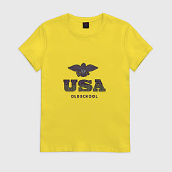 Футболка хлопковая женская USA Oldschool, цвет: желтый