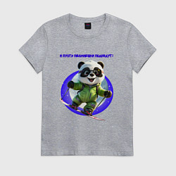 Футболка хлопковая женская Панда на скейте, цвет: меланж