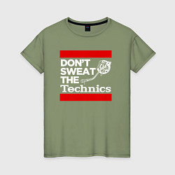 Футболка хлопковая женская Dont sweat the Technics, цвет: авокадо