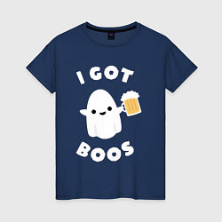 Футболка хлопковая женская I got boos, цвет: тёмно-синий