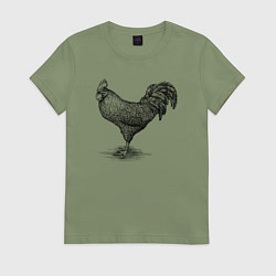 Футболка хлопковая женская Петух, цвет: авокадо