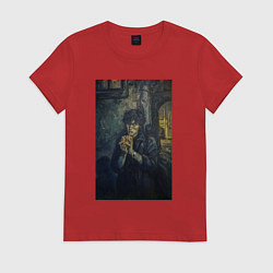 Футболка хлопковая женская Виктор Цой картина, цвет: красный