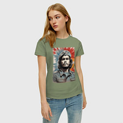 Футболка хлопковая женская Портрет Че Гевара, цвет: авокадо — фото 2