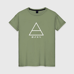 Футболка хлопковая женская 30 Seconds to mars логотип треугольник, цвет: авокадо