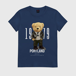 Футболка хлопковая женская Плюшевый медведь portland, цвет: тёмно-синий