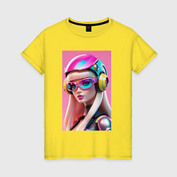 Футболка хлопковая женская Sweet Barbie - cyberpunk, цвет: желтый