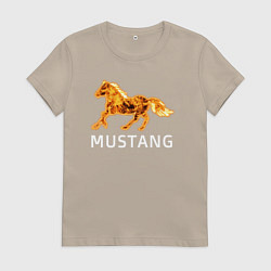 Футболка хлопковая женская Mustang firely art, цвет: миндальный