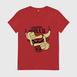 Футболка хлопковая женская Bulls logo with hands, цвет: красный
