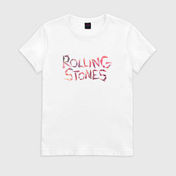 Футболка хлопковая женская The Rolling Stones - logo, цвет: белый