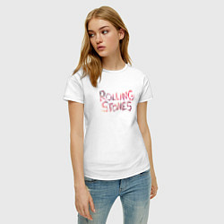 Футболка хлопковая женская The Rolling Stones - logo, цвет: белый — фото 2