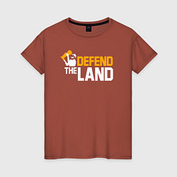 Футболка хлопковая женская Defend the land, цвет: кирпичный