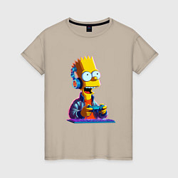 Футболка хлопковая женская Bart is an avid gamer, цвет: миндальный