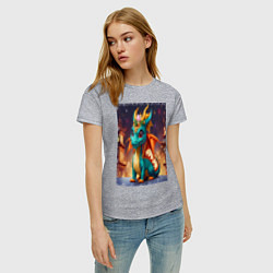 Футболка хлопковая женская Китайский новогодний дракон 2024, цвет: меланж — фото 2