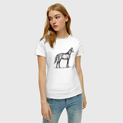 Футболка хлопковая женская Лошадь в профиль, цвет: белый — фото 2