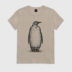 Футболка хлопковая женская Пингвин стоит, цвет: миндальный