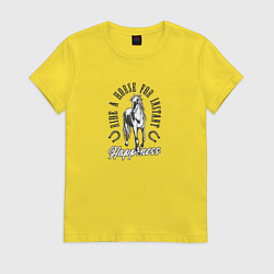 Футболка хлопковая женская Ездить на лошади, цвет: желтый