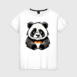Футболка хлопковая женская Милая панда лежит, цвет: белый