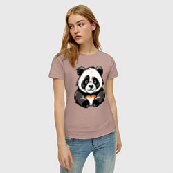 Футболка хлопковая женская Милая панда лежит, цвет: пыльно-розовый — фото 2