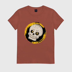 Футболка хлопковая женская Мультяшный череп, цвет: кирпичный