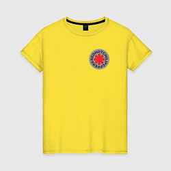 Футболка хлопковая женская Red Hot Chili Peppers эмблема, цвет: желтый