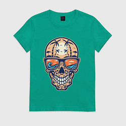 Футболка хлопковая женская Summer skull, цвет: зеленый