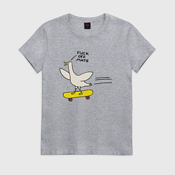 Футболка хлопковая женская Гусь на скейте, цвет: меланж