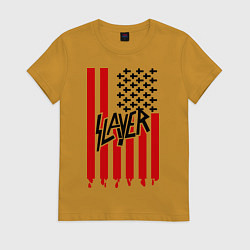Футболка хлопковая женская Slayer Flag, цвет: горчичный