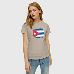 Футболка хлопковая женская Флаг Кубы, цвет: миндальный — фото 2