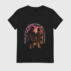 Футболка хлопковая женская Влюблённая пара и цитата про то что мы вместе, цвет: черный