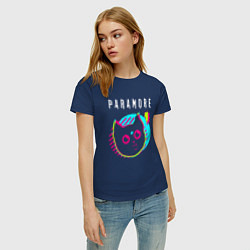 Футболка хлопковая женская Paramore rock star cat, цвет: тёмно-синий — фото 2