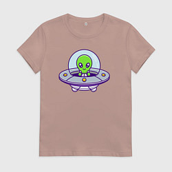 Футболка хлопковая женская Green alien, цвет: пыльно-розовый
