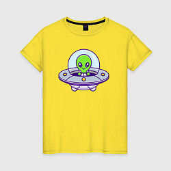 Футболка хлопковая женская Green alien, цвет: желтый