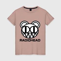 Футболка хлопковая женская Radiohead logo bear, цвет: пыльно-розовый