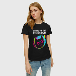 Футболка хлопковая женская Bring Me the Horizon rock star cat, цвет: черный — фото 2