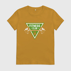 Футболка хлопковая женская Fitness club, цвет: горчичный
